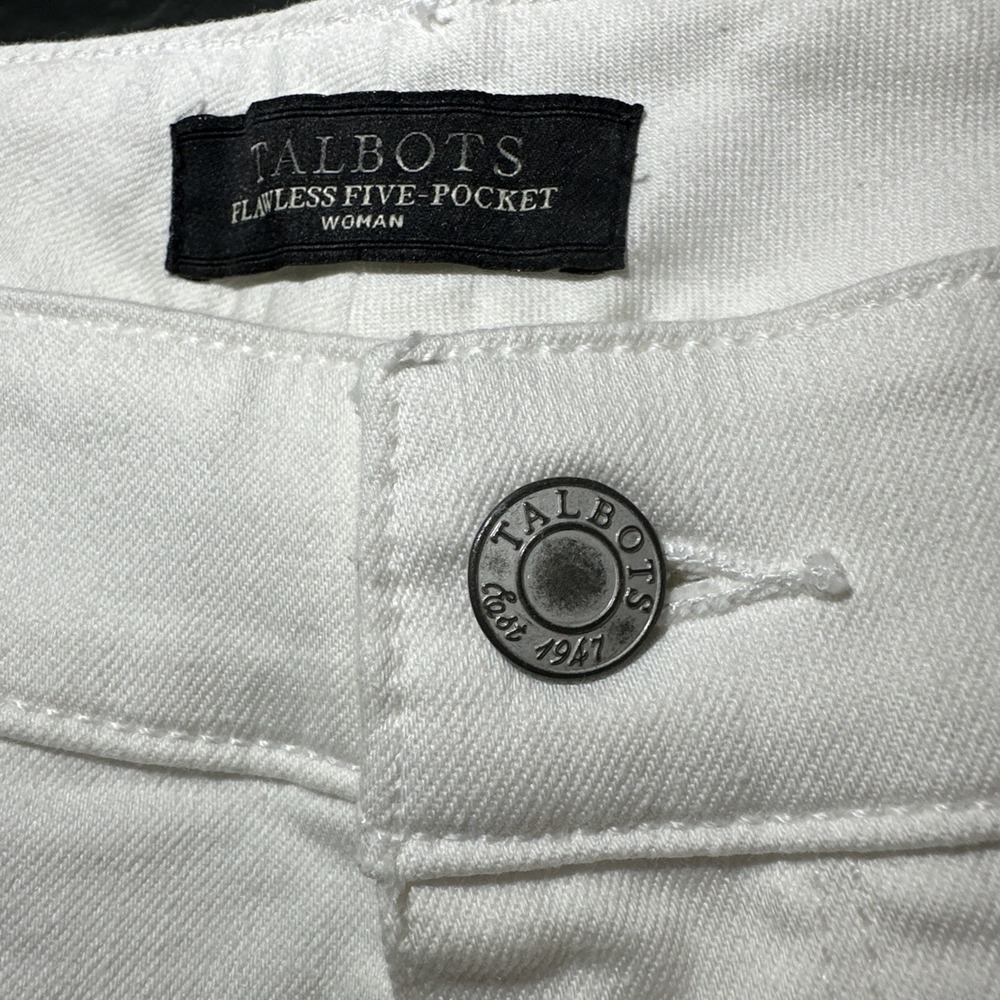 TALBOTS Flawless Five Pocket Woman Jeans Stretch Cotton Blend Denim White S22w - Picture 6 of 7